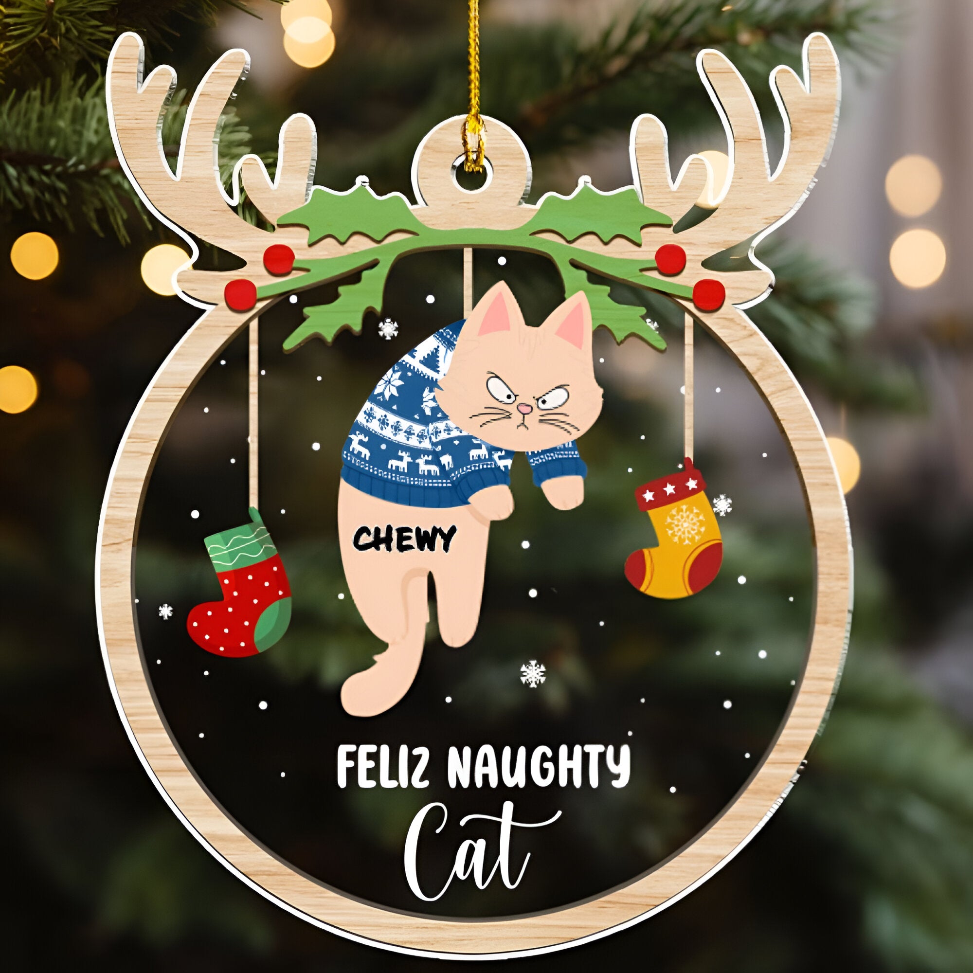 Jolly Cats - Personalized Custom Acrylic Ornament ORN0710
