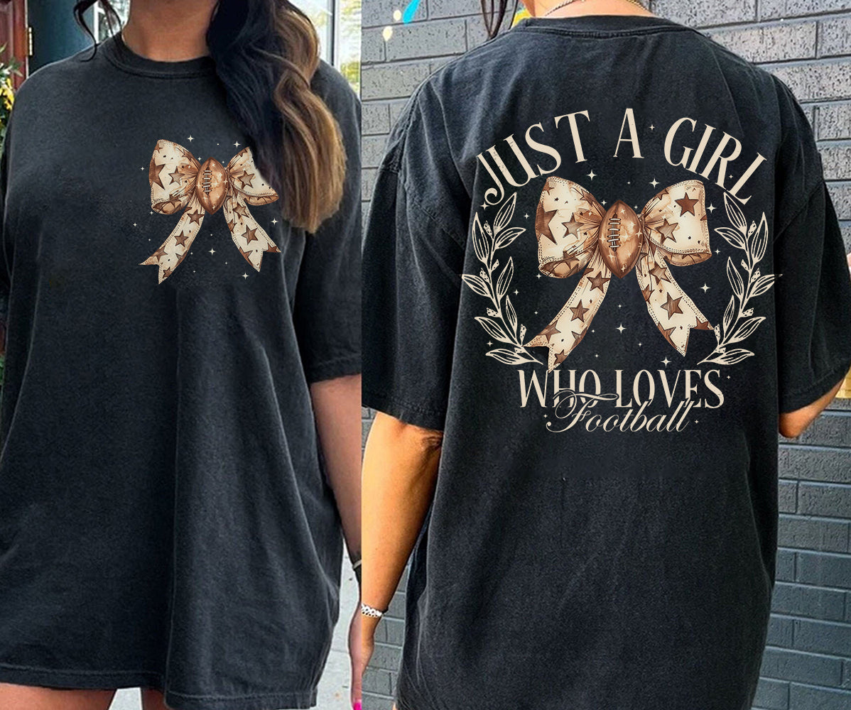 Just a girl who love football T-shirt, Fall Coquette Bow T-shirt, Fall Football Shirt T-shirt, Football Sport T-shirt, Football Mom T-shirt V2, Girly football T-shirt