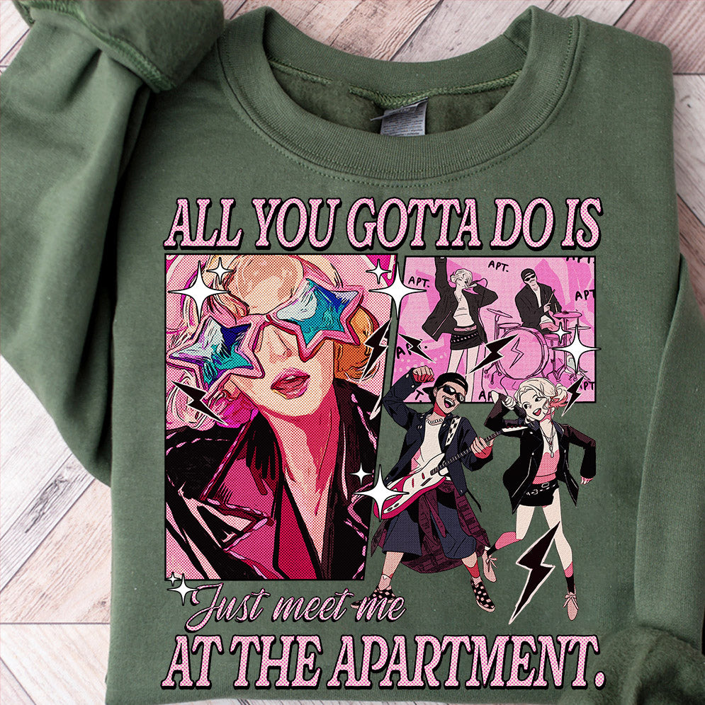 Just Meet Me At The Apartment Shirt, Retro Vintage Comic, Hold On APT Apateu Trending Song