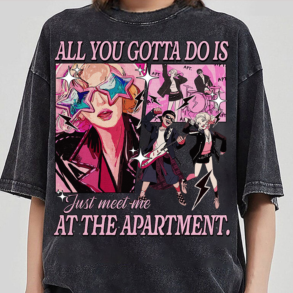 Just Meet Me At The Apartment Shirt, Retro Vintage Comic, Hold On APT Apateu Trending Song