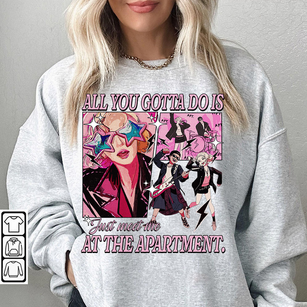 Just Meet Me At The Apartment Shirt, Retro Vintage Comic, Hold On APT Apateu Trending Song