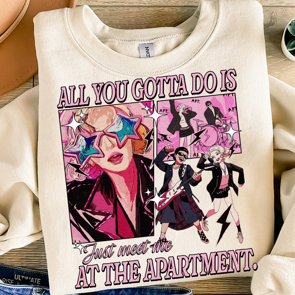 Just Meet Me At The Apartment Shirt, Retro Vintage Comic, Hold On APT Apateu Trending Song