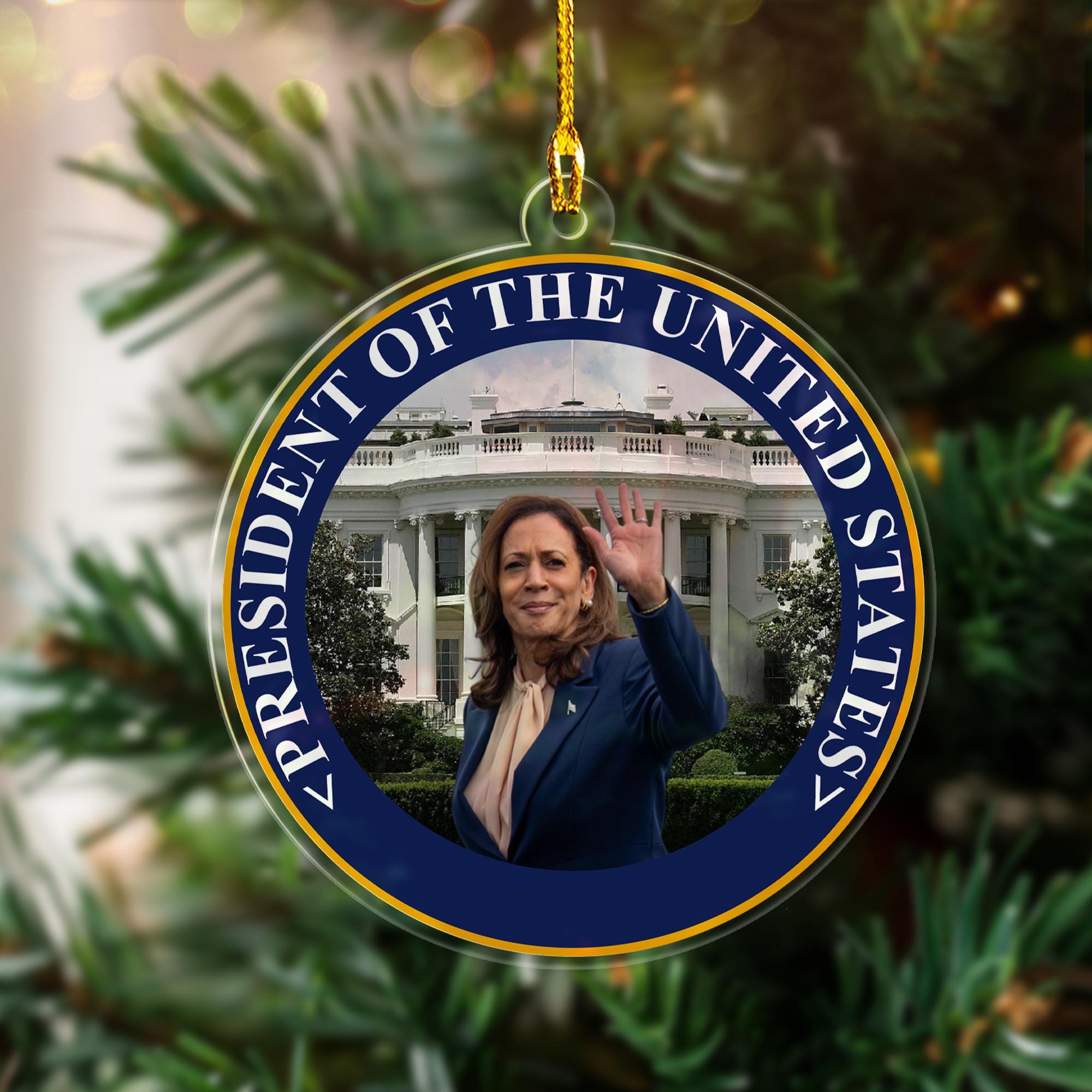 Kamala Harris President Inauguration Day 2025 Ornament, 1st President Harris Christmas Decor, Kamala Harris Presidential Seal USA Ornament ORNO5