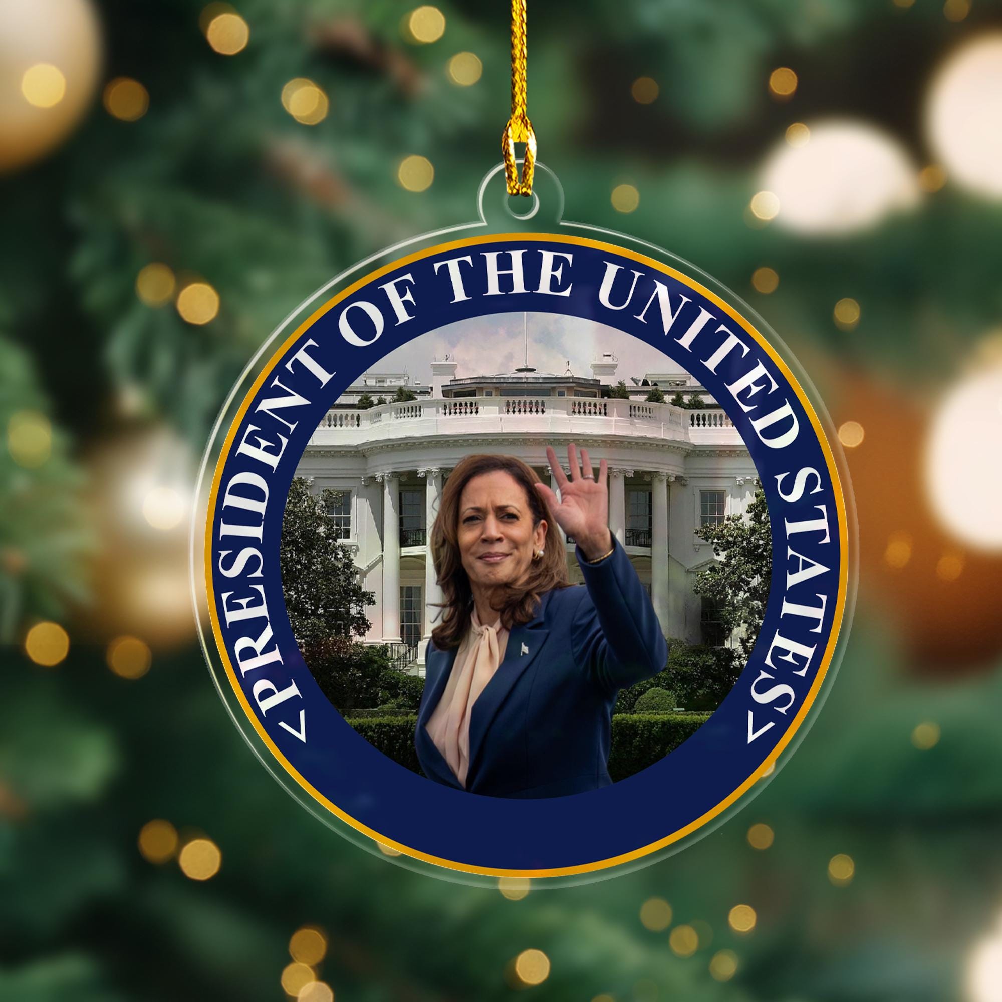 Kamala Harris President Inauguration Day 2025 Ornament, 1st President Harris Christmas Decor, Kamala Harris Presidential Seal USA Ornament ORNO5
