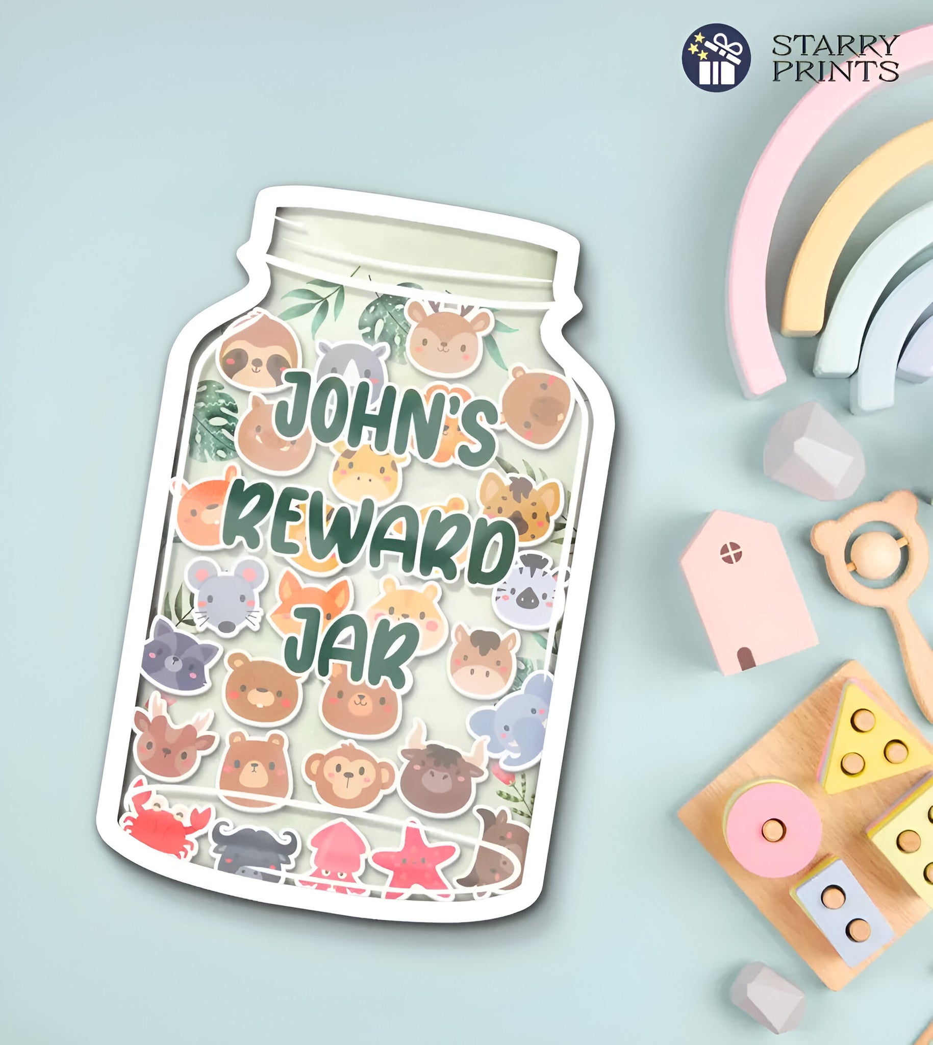 Kids' Personalized Reward Jar - Engaging Animal Tokens Goal Tracker  Effective Behaviour Reward System for Classroom & Home Rejar