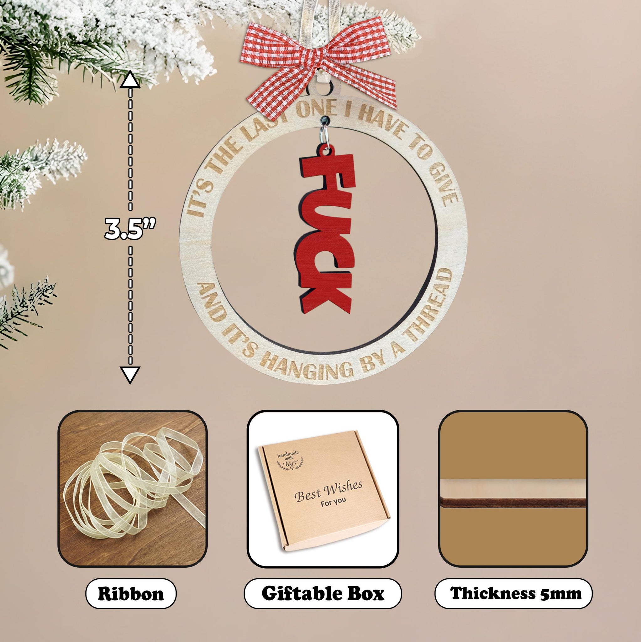 Last Fck Ornament, Gag Gift, Handmade Funny Ornament, Last Fuck Hanging,  Exchange Funny Ornaments for Adults, Unique Christmas Ornaments OROC24