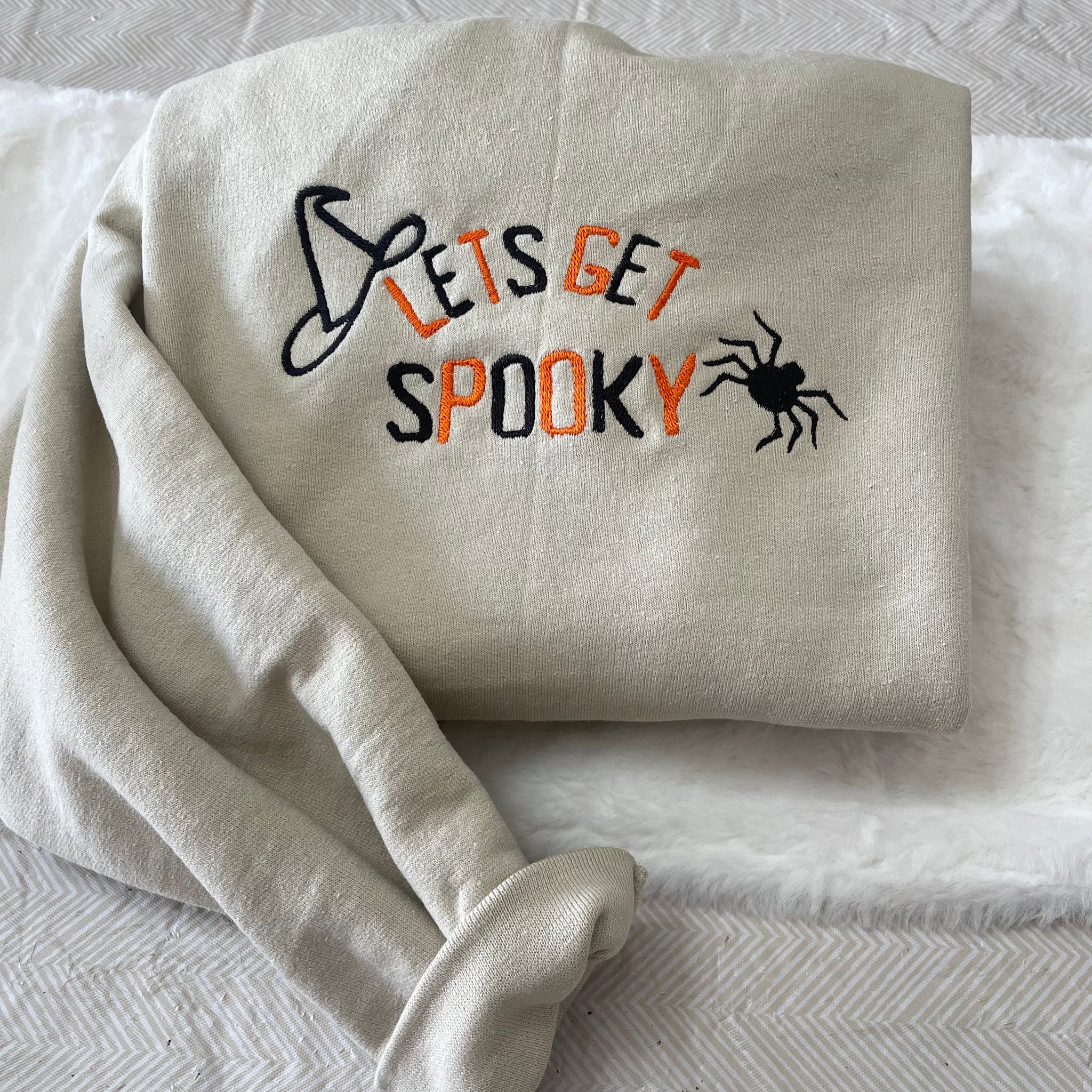 Let?s Get Spooky Embroidered Y2K Style Embroidered Crewneck Sweatshirt Halloween Embroidered  - Fall Sweatshirt - Spooky Season - unisex  EM1809S