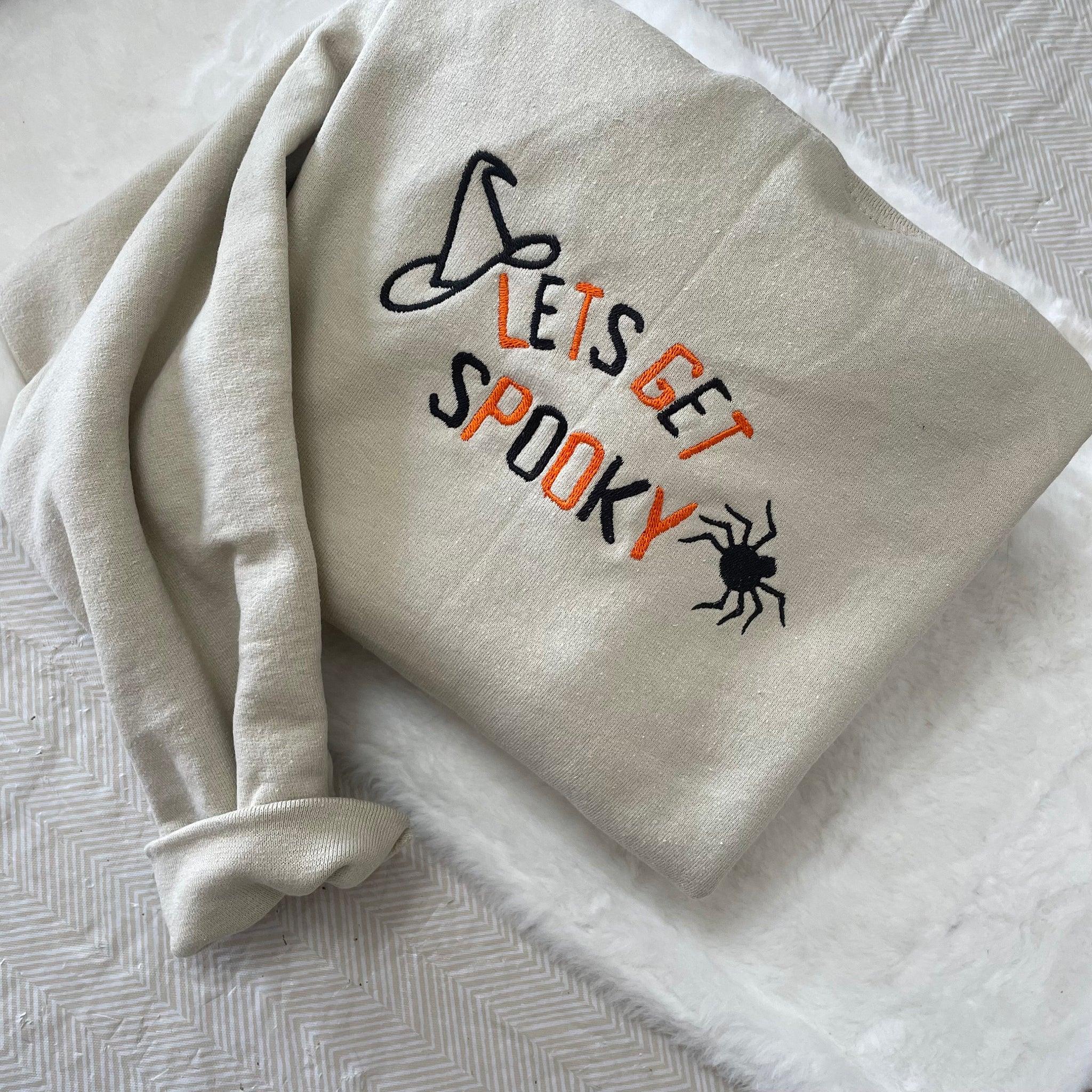 Let?s Get Spooky Embroidered Y2K Style Embroidered Crewneck Sweatshirt Halloween Embroidered  - Fall Sweatshirt - Spooky Season - unisex  EM1809S
