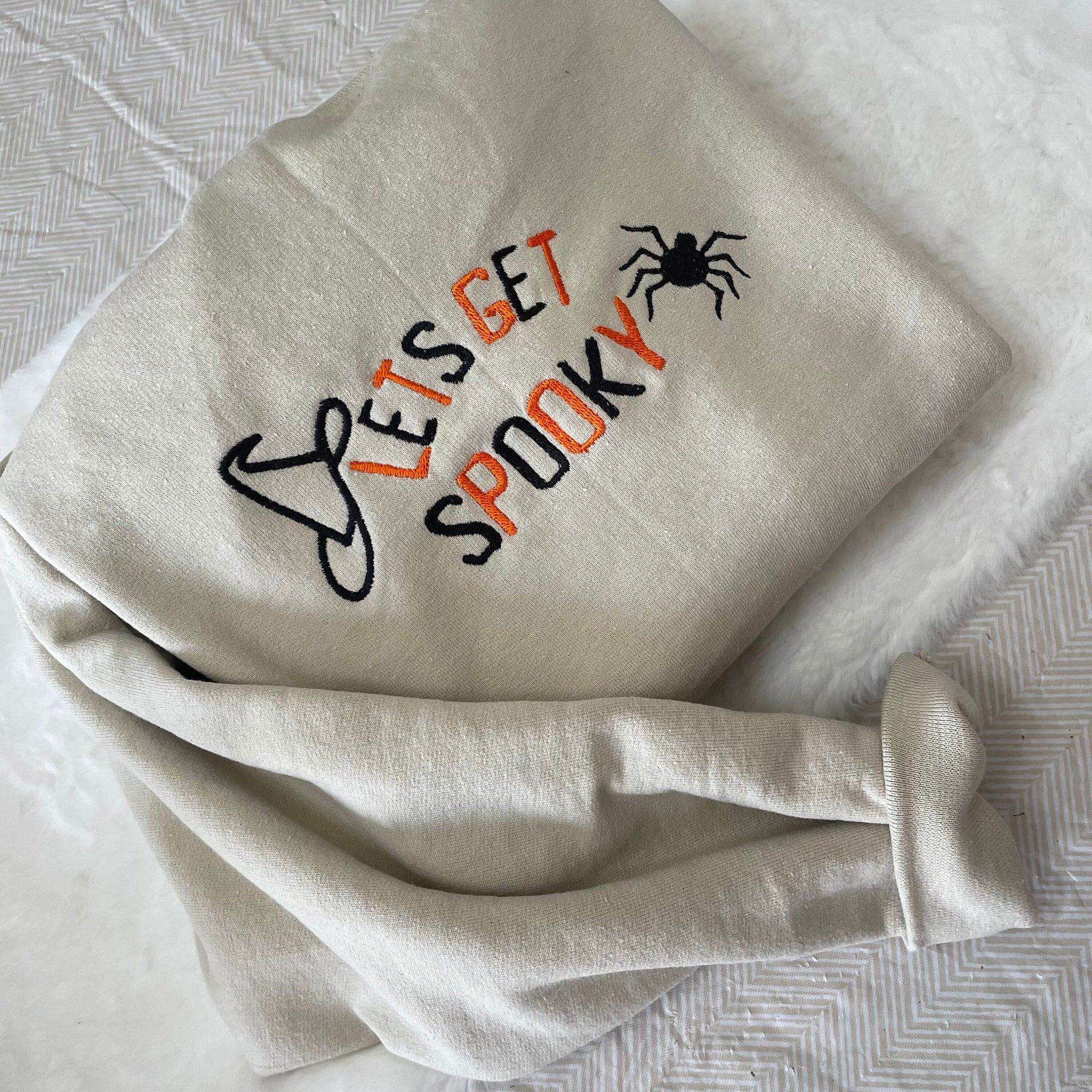 Let?s Get Spooky Embroidered Y2K Style Embroidered Crewneck Sweatshirt Halloween Embroidered  - Fall Sweatshirt - Spooky Season - unisex  EM1809S