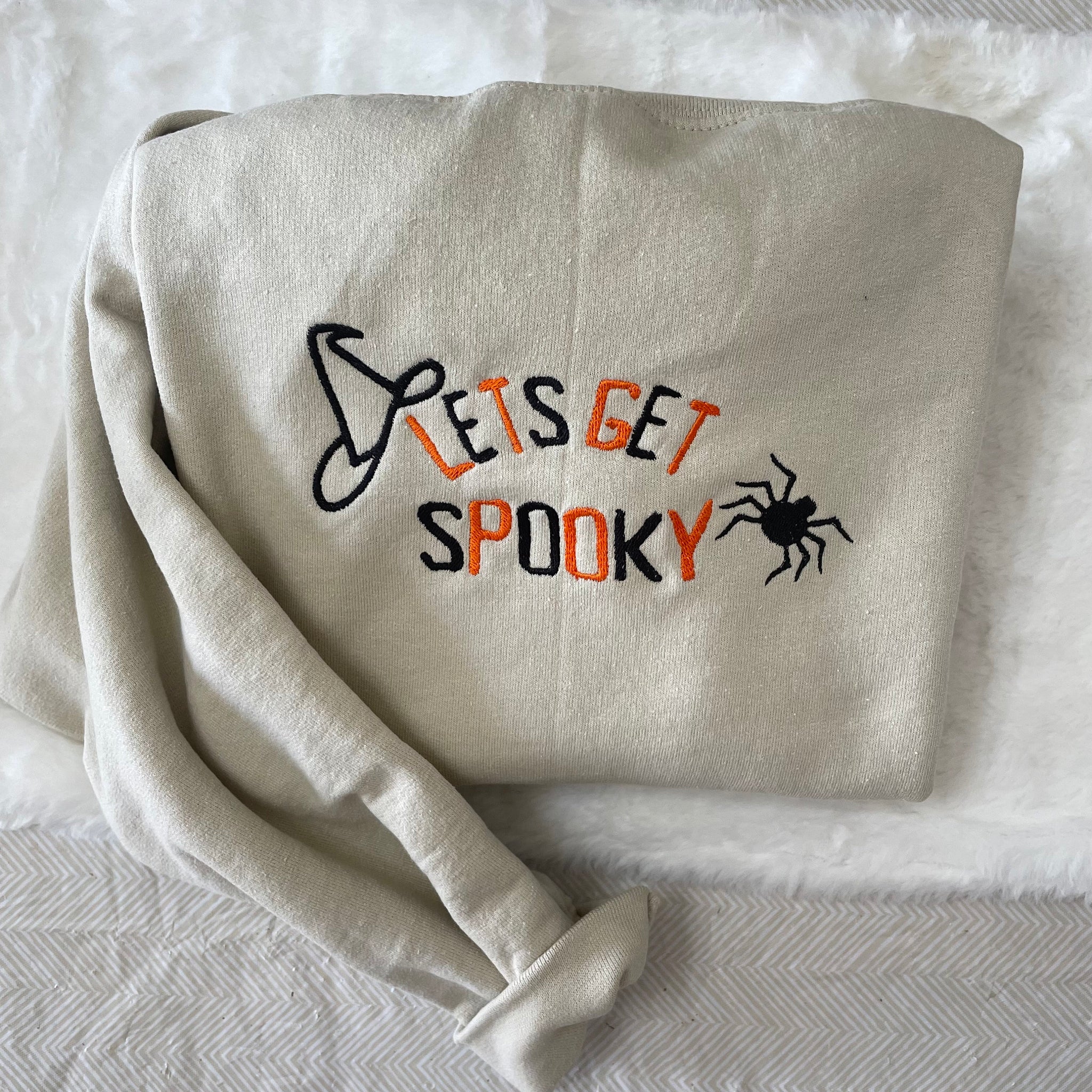 Let?s Get Spooky Embroidered Y2K Style Embroidered Crewneck Sweatshirt Halloween Embroidered  - Fall Sweatshirt - Spooky Season - unisex  EM1809S