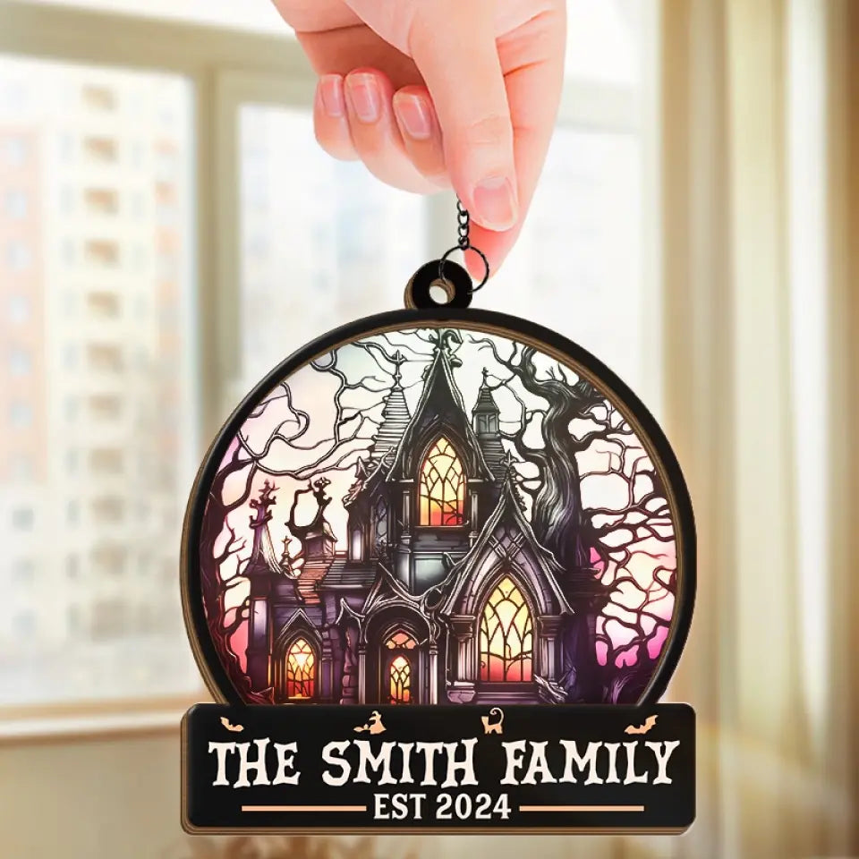 Life's No Fun Without A Good Scare - Family Personalized Window Hanging Suncatcher - Halloween Gift For Family Members  ORHA2208