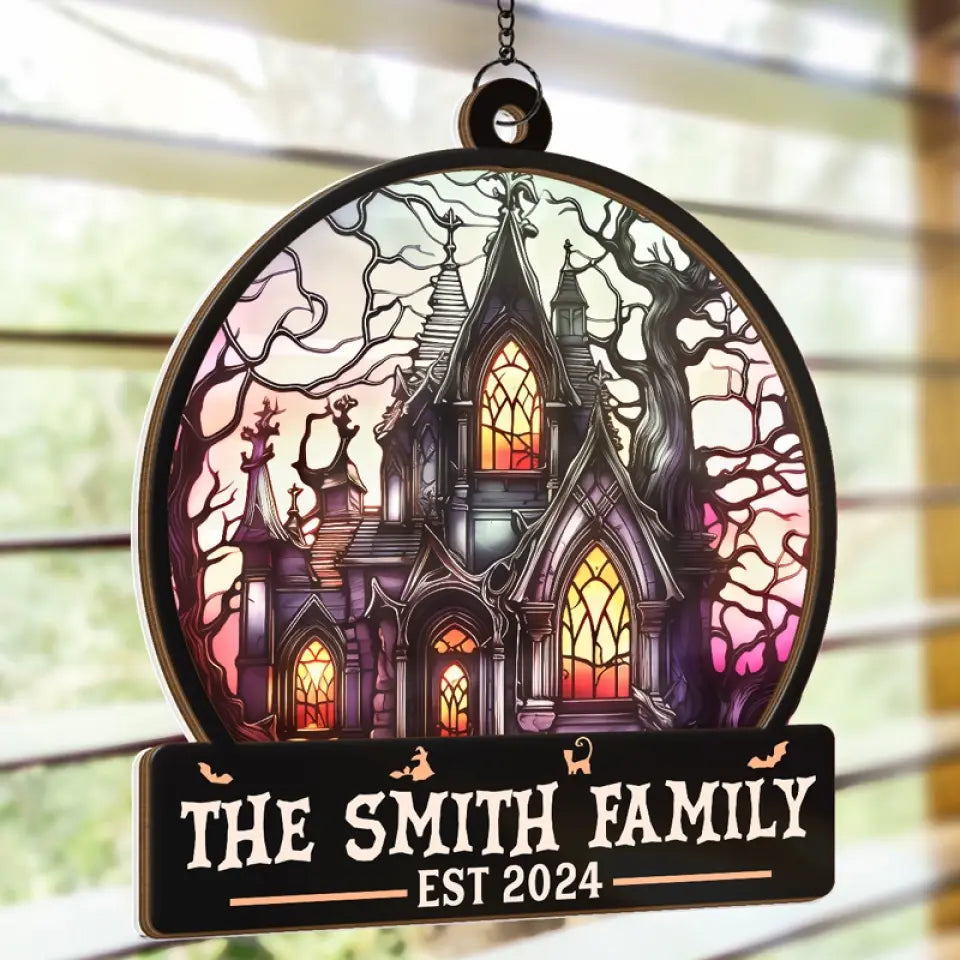 Life's No Fun Without A Good Scare - Family Personalized Window Hanging Suncatcher - Halloween Gift For Family Members  ORHA2208