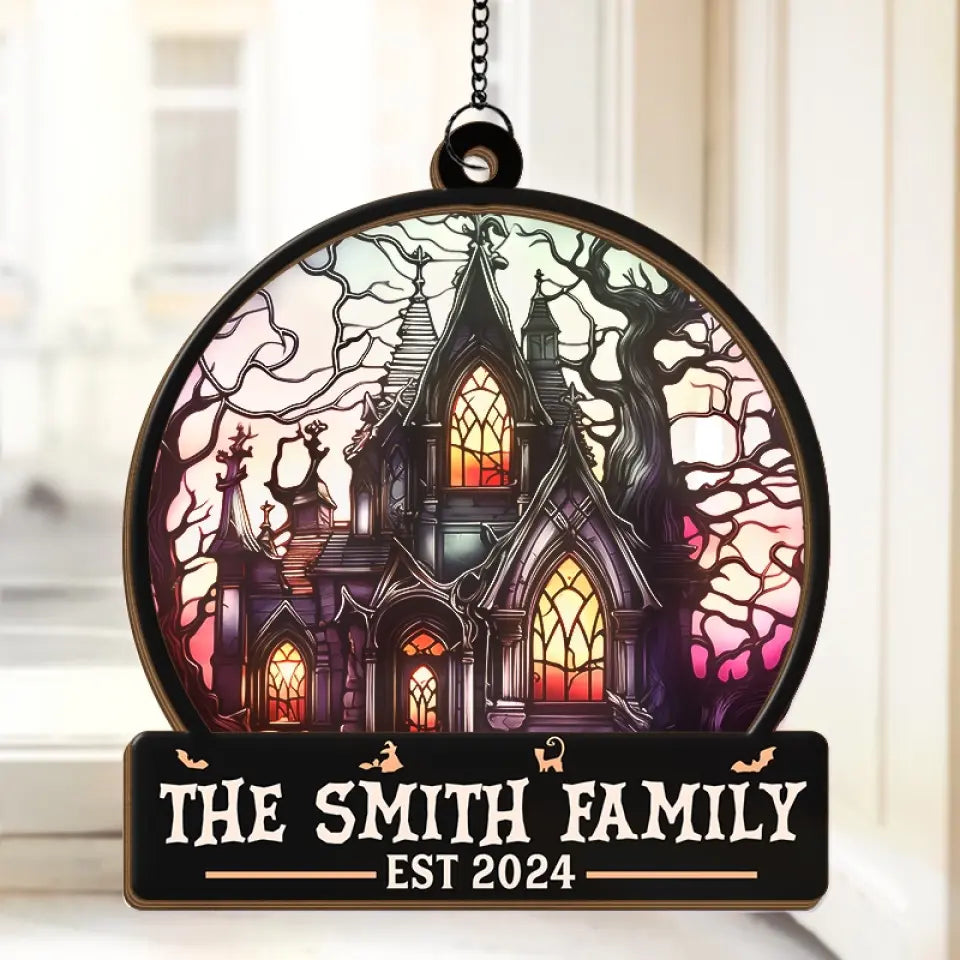 Life's No Fun Without A Good Scare - Family Personalized Window Hanging Suncatcher - Halloween Gift For Family Members  ORHA2208