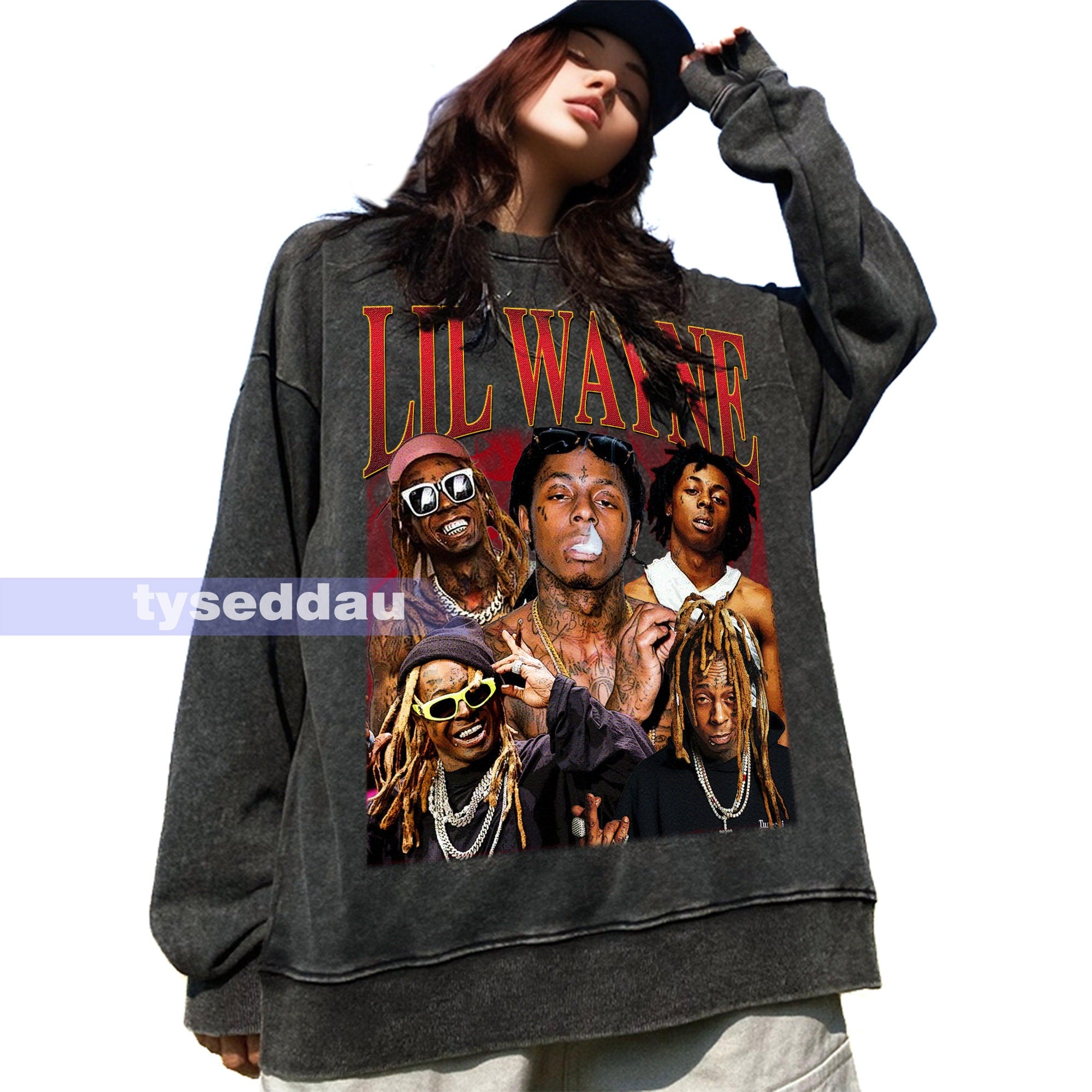 Lil Wayne Vintage Washed T-Shirt, Lil Wayne Homage Graphic Unisex Long Sleeve, Bootleg Retro 90's Fans Hoodie Gift TMC
