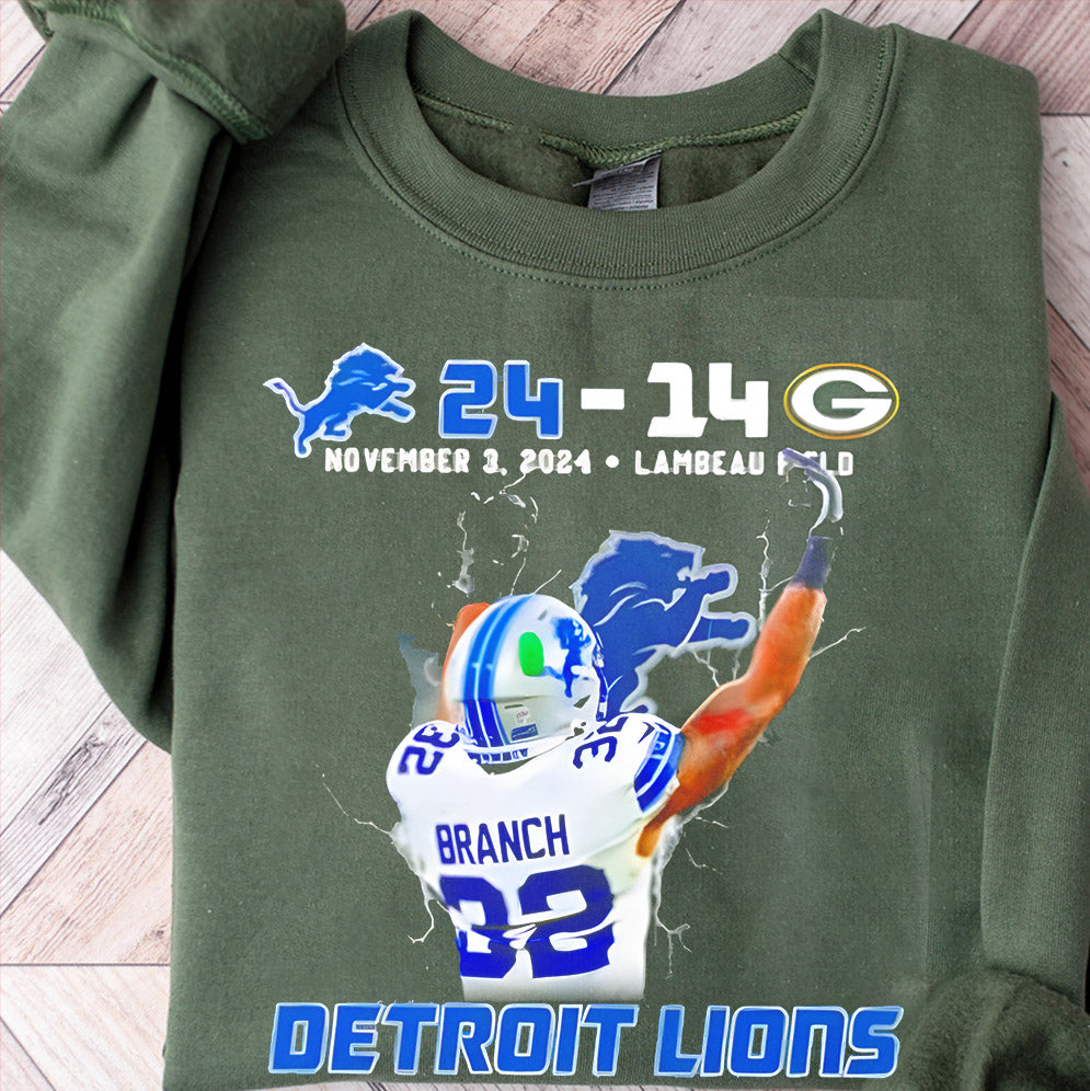 Lions 24 14 Packers Brian Branch middle finger Detroit Lions shirts, Vintage Sports Shirt, Lions Fan Gift, Cotton Tee Shirt, Brian Branch 90s Shirt