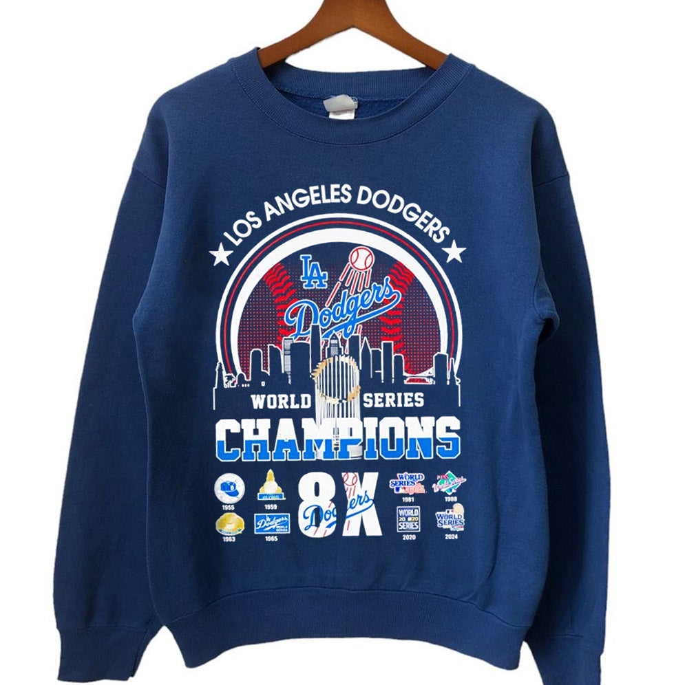 Los Angeles Dodgers 2024 8x world series champion shirt, Los Angeles World Series Sweatshirt, LA Dodgers T-shirt, Dodgers Fan, LA Sports, Dodgers World Series 2024