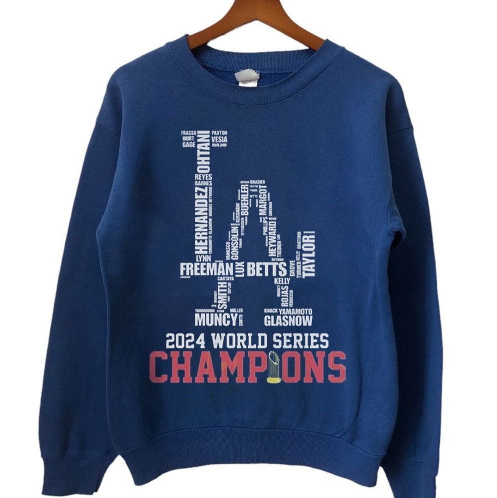 Los Angeles Dodgers 2024 Champions World Series LA Logo Name Players Shirt, Los Angeles World Series Sweatshirt V2, LA Dodgers T-shirt, Dodger