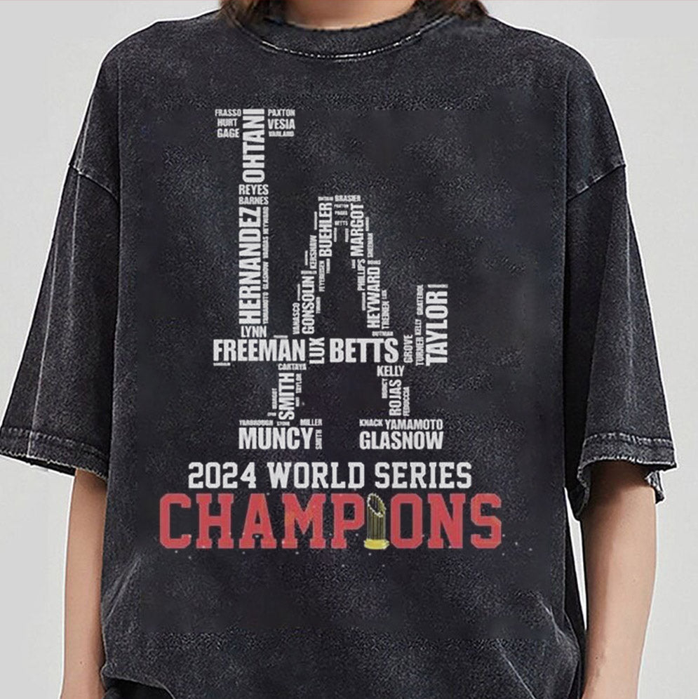 Los Angeles Dodgers 2024 Champions World Series LA Logo Name Players Shirt, Los Angeles World Series Sweatshirt V2, LA Dodgers T-shirt, Dodger
