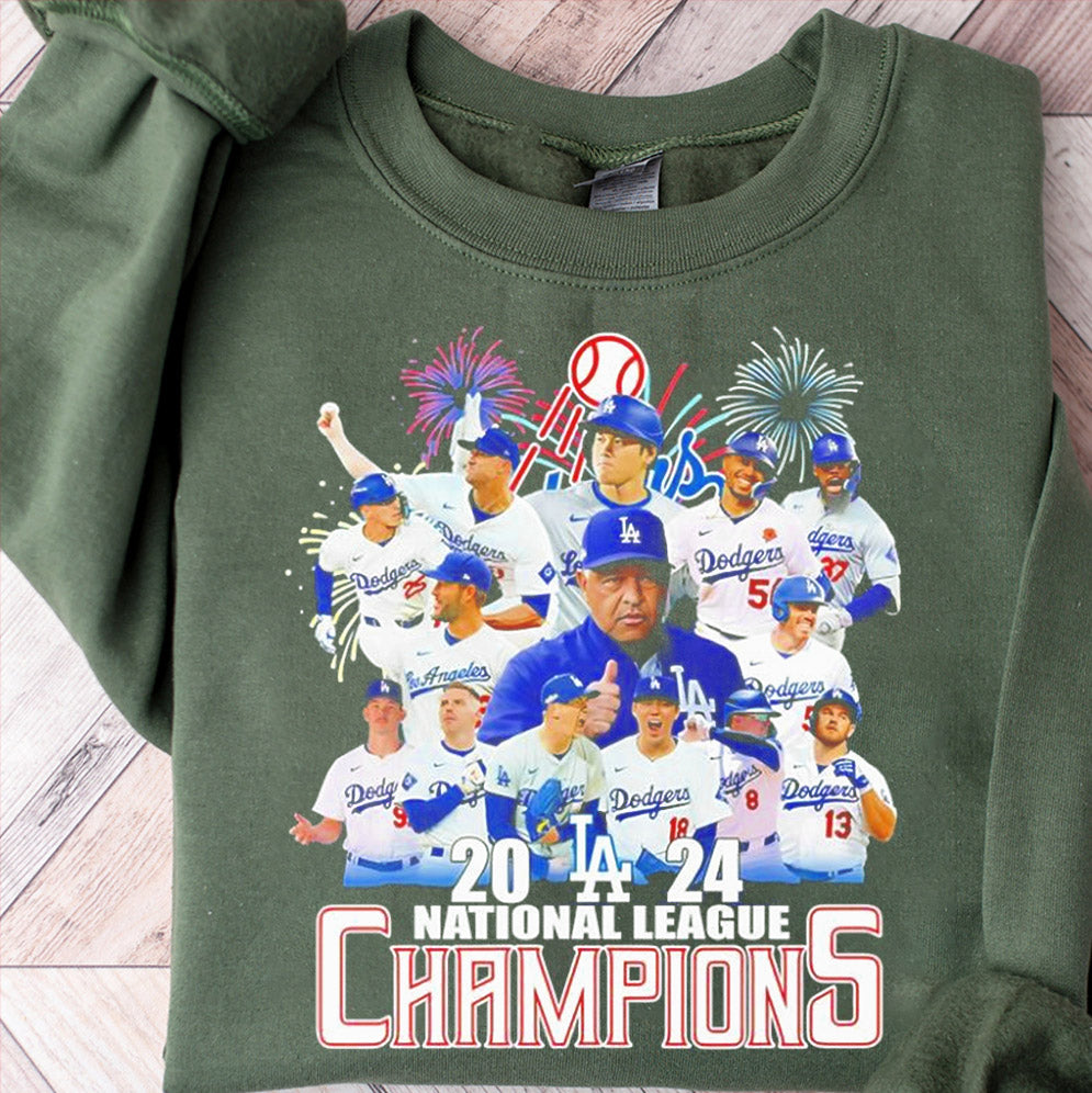 Los Angeles Dodgers 2024 National League Champions firework T-Shirt, Sweatshirt, Hoodie