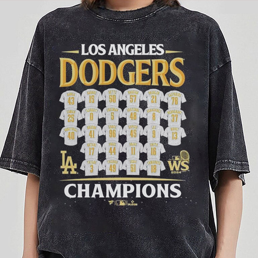 Los Angeles Dodgers 2024 World Series Champions Jersey Roster T- Shirt, Dodgers Fan, LA Sports, Dodgers World Series 2024, Dodgers, World series 2024