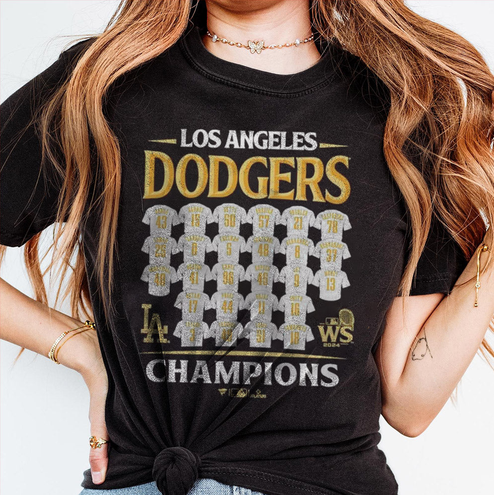 Los Angeles Dodgers 2024 World Series Champions Jersey Roster T- Shirt, Dodgers Fan, LA Sports, Dodgers World Series 2024, Dodgers, World series 2024