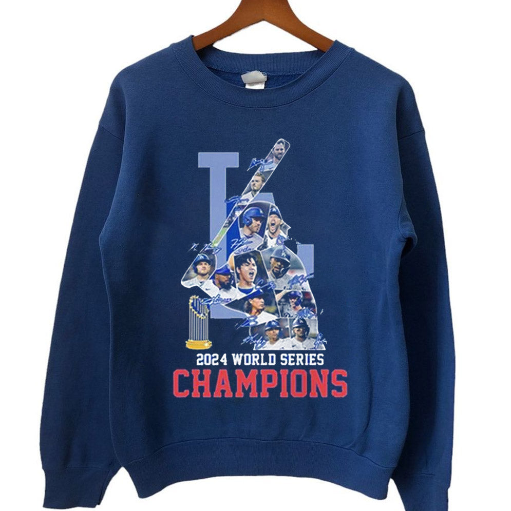 Los Angeles Dodgers 2024 World Series Champions Signatures Winner Trophy Shirt, Los Angeles World Series Sweatshirt V3, LA Dodgers T-shirt, Dodger