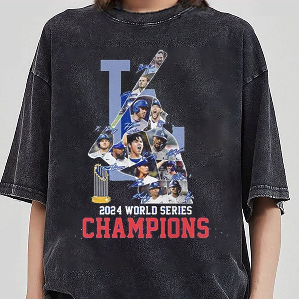 Los Angeles Dodgers 2024 World Series Champions Signatures Winner Trophy Shirt, Los Angeles World Series Sweatshirt V3, LA Dodgers T-shirt, Dodger