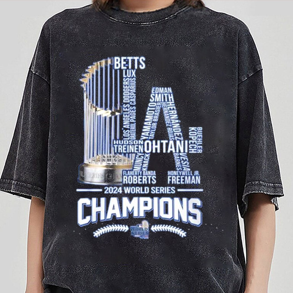Los Angeles Dodgers 2024 World Series Champions Signatures Winner Trophy Shirt, Los Angeles World Series Sweatshirt V2, LA Dodgers T-shirt, Dodger