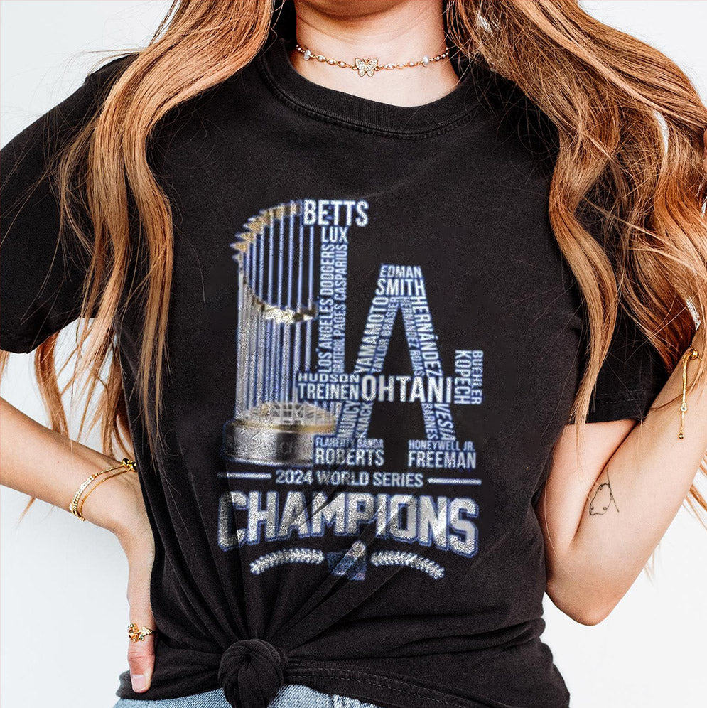 Los Angeles Dodgers 2024 World Series Champions Signatures Winner Trophy Shirt, Los Angeles World Series Sweatshirt V2, LA Dodgers T-shirt, Dodger