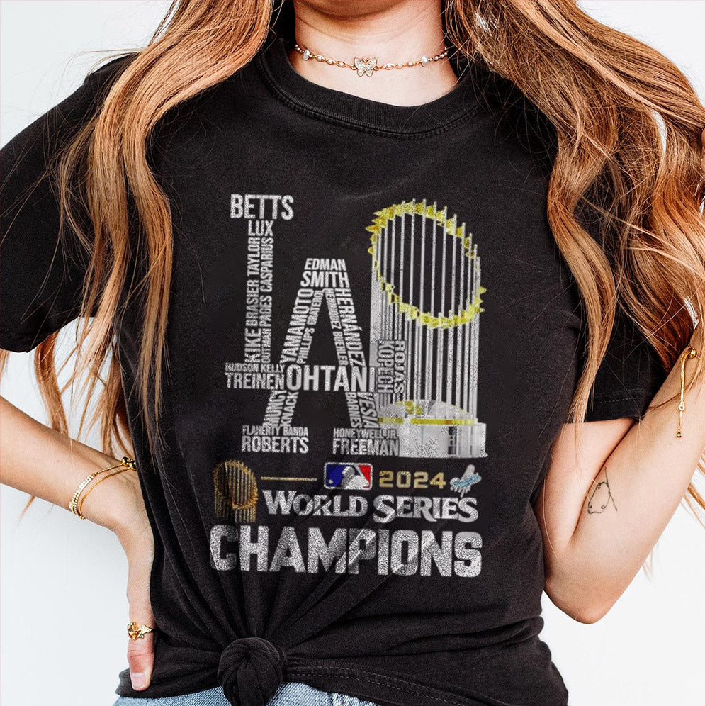 Los Angeles Dodgers 2024 world series champions trophy players names shirt,, Los Angeles World Series Sweatshirt, LA Dodgers T-shirt, Dodgers Fan, LA Sports, Dodgers World Series 2024