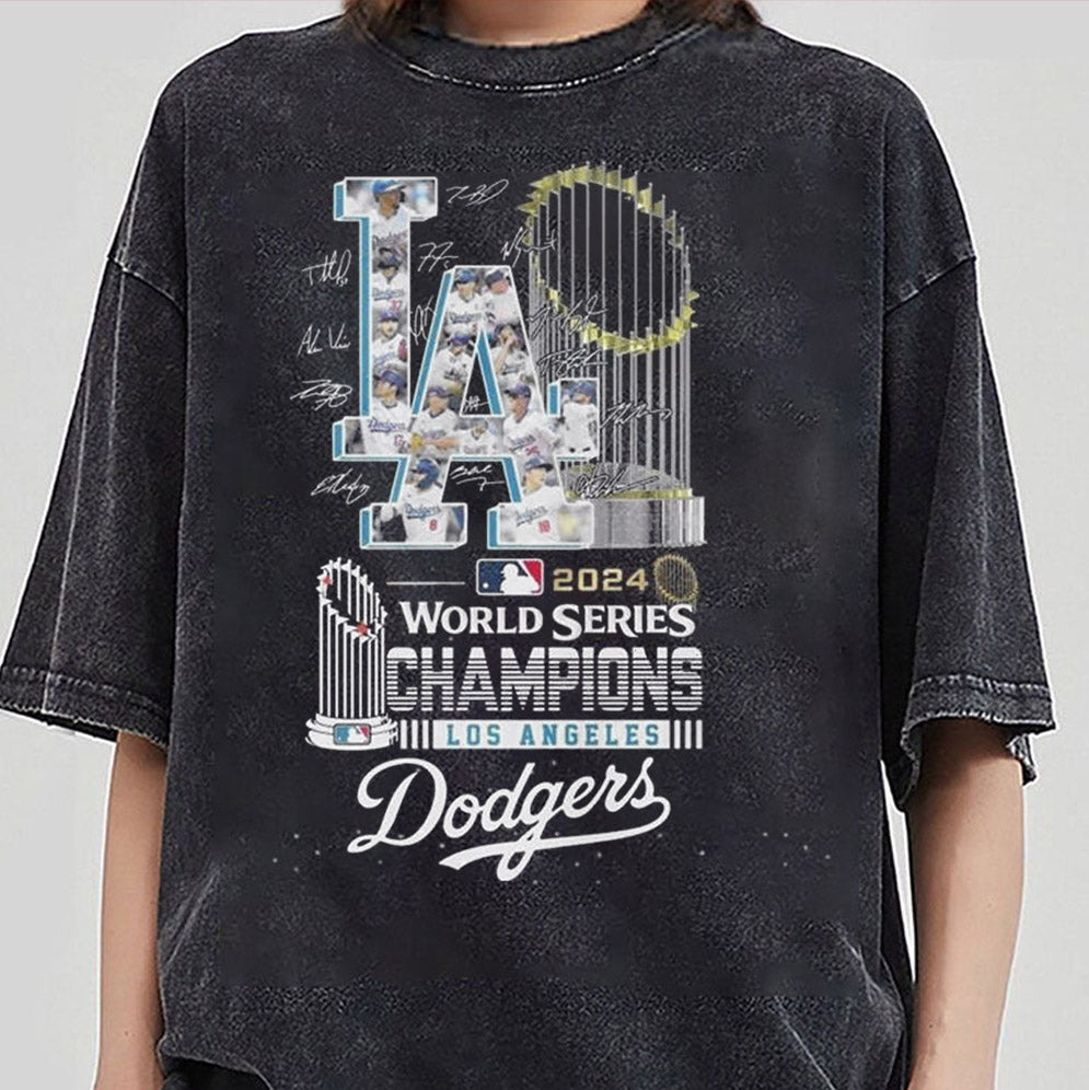 Los Angeles Dodgers 2024 World Series Champions Trophy Signatures Shirt, Los Angeles World Series Sweatshirt V2, LA Dodgers T-shirt, Dodger