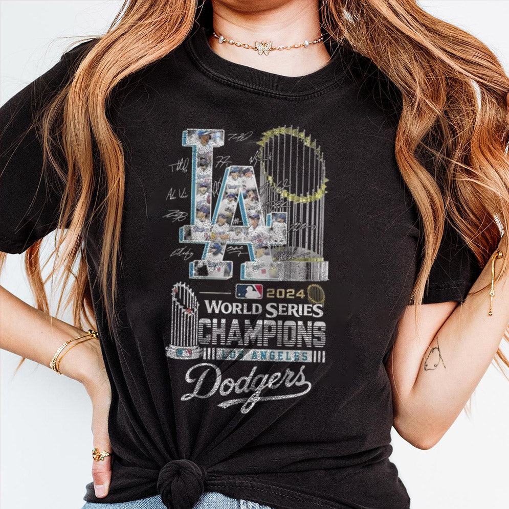 Los Angeles Dodgers 2024 World Series Champions Trophy Signatures Shirt, Los Angeles World Series Sweatshirt V2, LA Dodgers T-shirt, Dodger