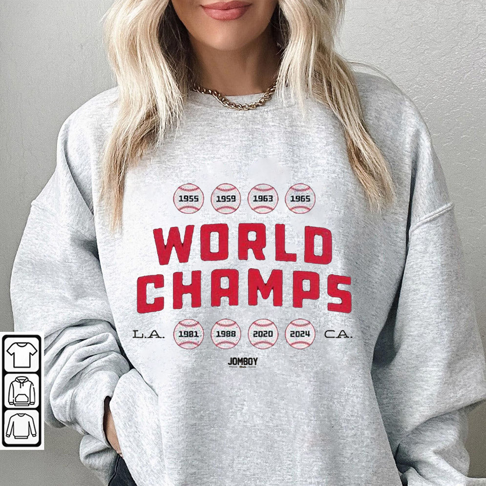 Los Angeles Dodgers 8x World Champs LA CA 2024 T-shirts, Los Angeles World Series Sweatshirt, LA Dodgers T-shirt, Dodger