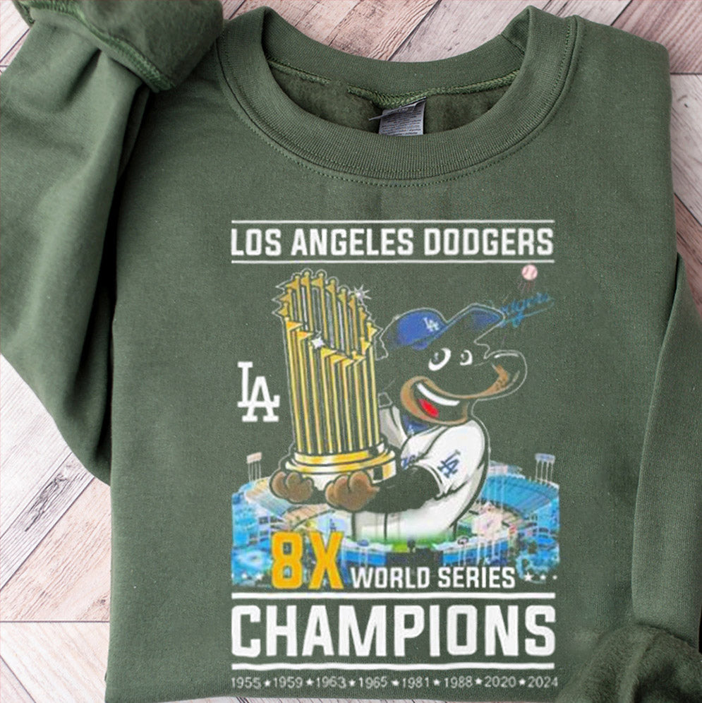 Los Angeles Dodgers 8x World Series Champions 1955 1959 1963 1965 1981 1988 2020 2024 Shirt, Los Angeles World Series Sweatshirt, LA Dodgers T-shirt
