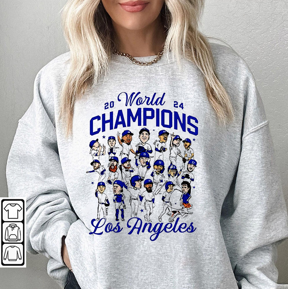 Los Angeles Dodgers world champions cartoon graphic 2024 shirt, Los Angeles World Series Sweatshirt, LA Dodgers T-shirt, Dodger