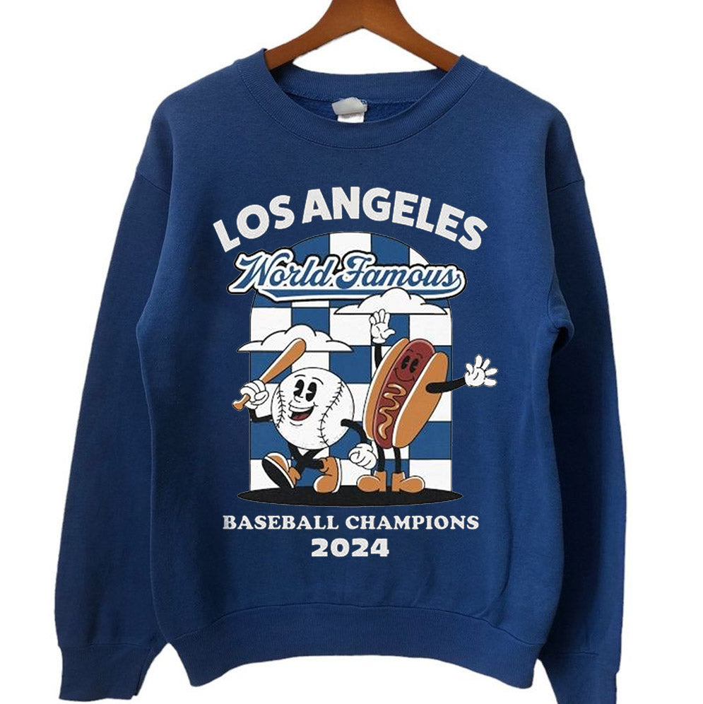 Los Angeles Dodgers World Famous Baseball Champions Hotdog 2024 T-shirts, Los Angeles World Series Sweatshirt, LA Dodgers T-shirt, Dodger