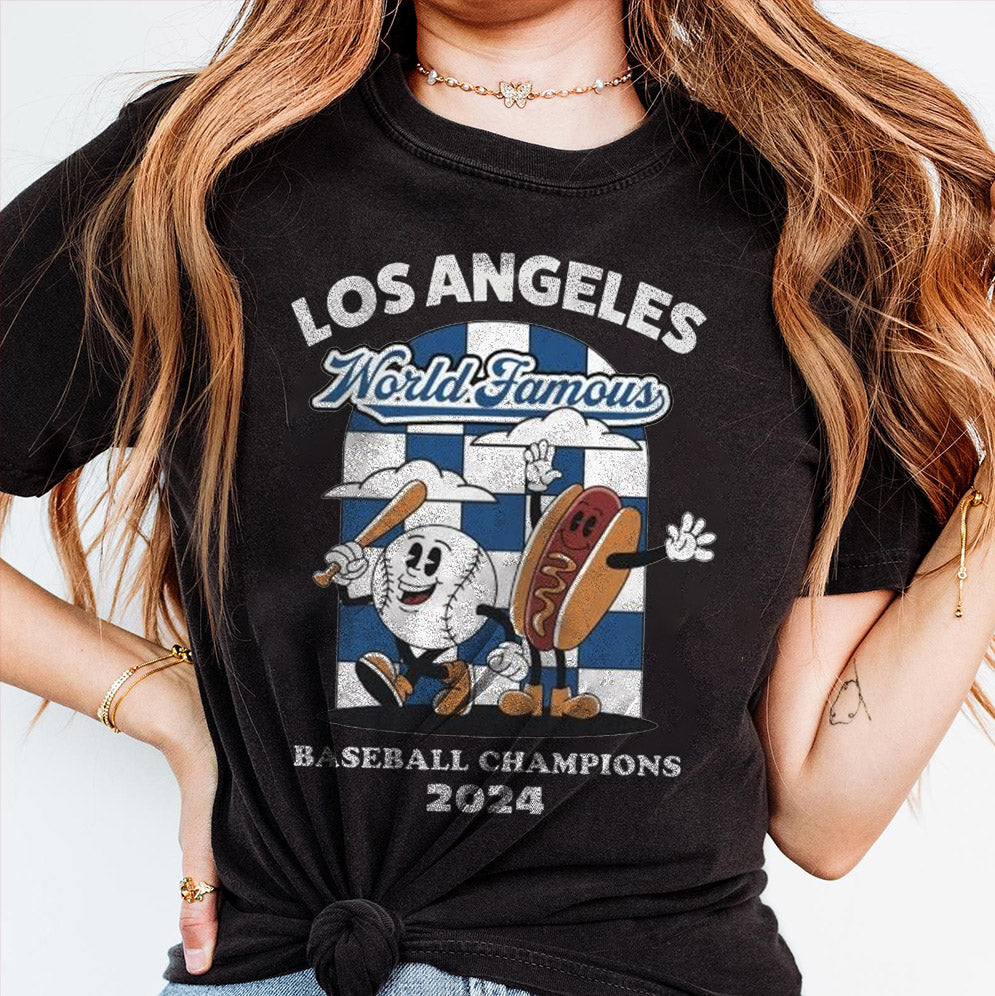 Los Angeles Dodgers World Famous Baseball Champions Hotdog 2024 T-shirts, Los Angeles World Series Sweatshirt, LA Dodgers T-shirt, Dodger