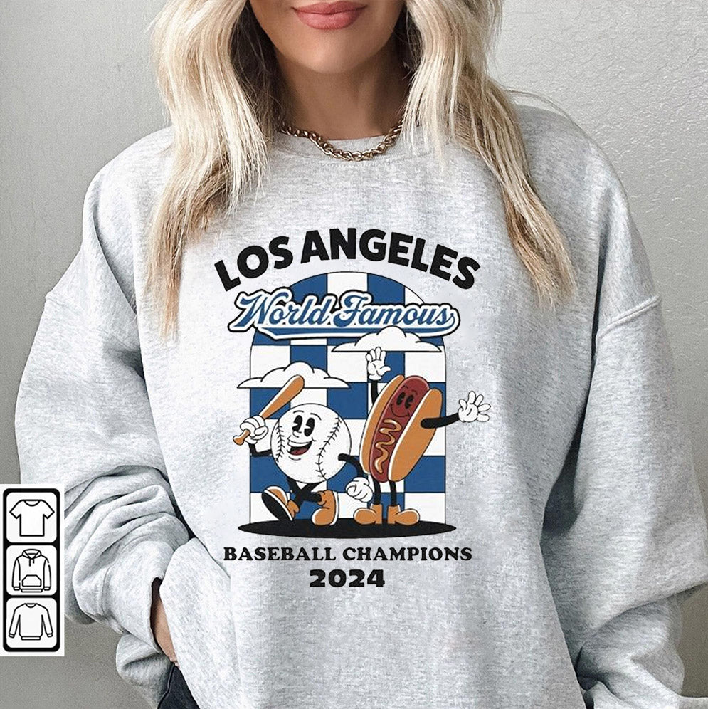 Los Angeles Dodgers World Famous Baseball Champions Hotdog 2024 T-shirts, Los Angeles World Series Sweatshirt, LA Dodgers T-shirt, Dodger