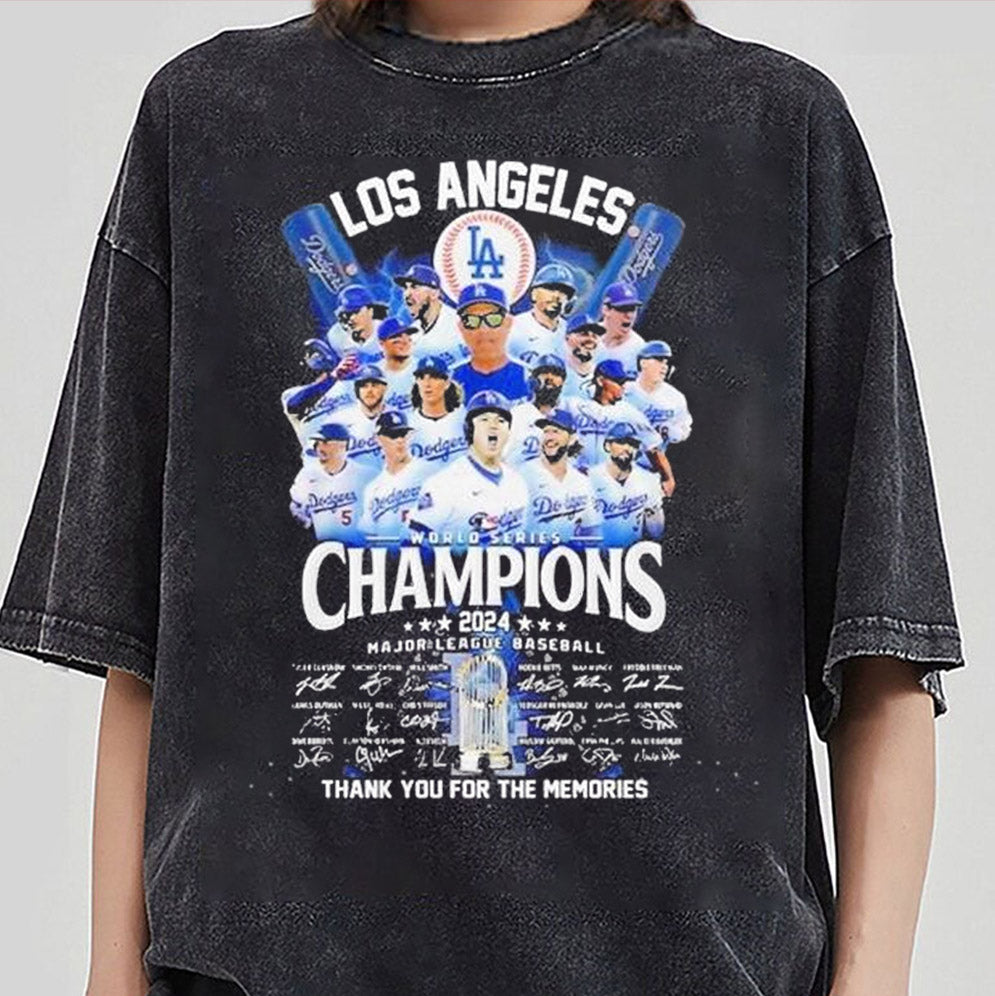 Los Angeles Dodgers World Series Champions Major League Baseball Thank You For The Memories Sigantures 2024 T-shirt , Los Angeles World Series Sweatshirt, LA Dodgers T-shirt, Dodger