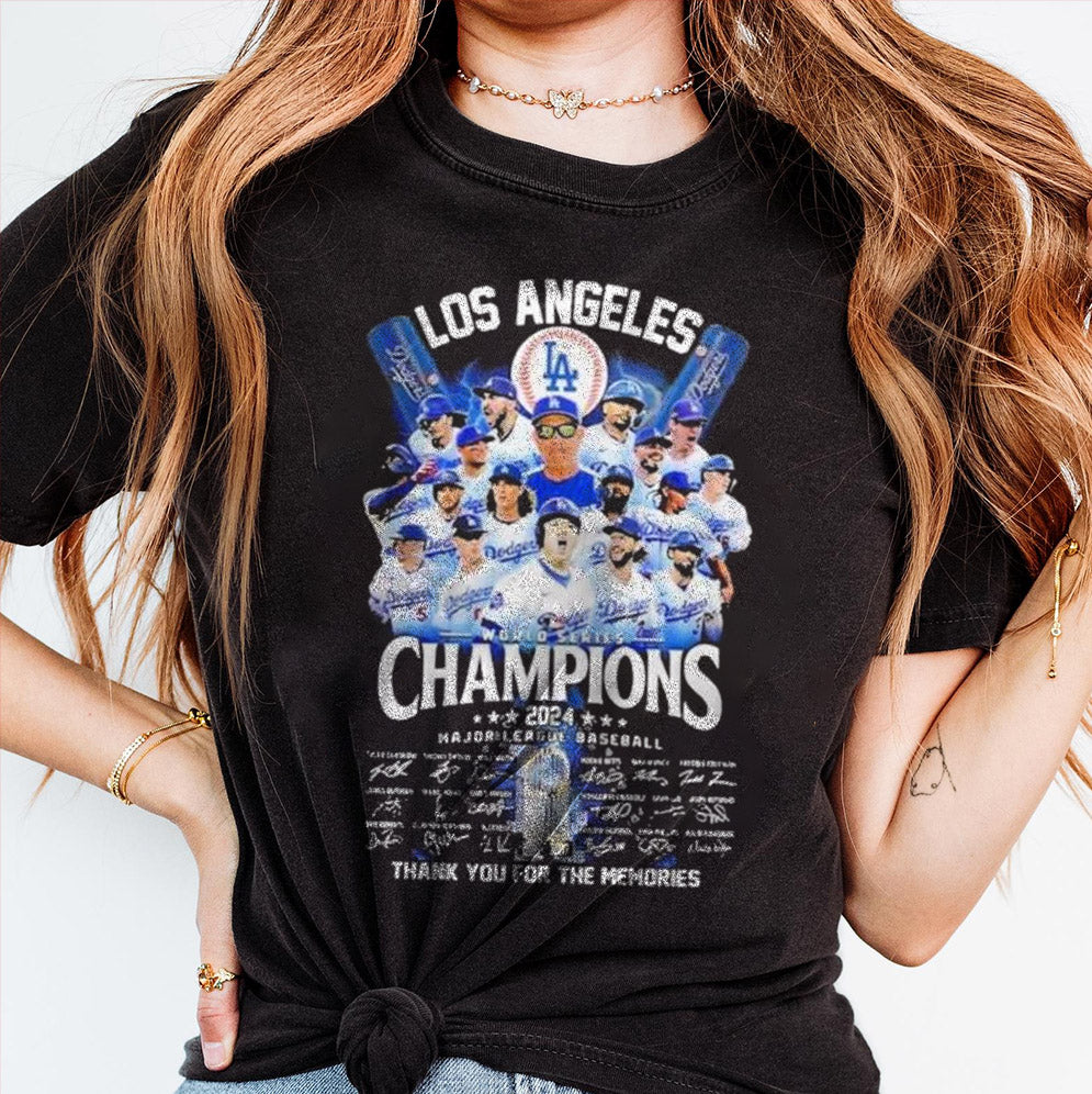 Los Angeles Dodgers World Series Champions Major League Baseball Thank You For The Memories Sigantures 2024 T-shirt , Los Angeles World Series Sweatshirt, LA Dodgers T-shirt, Dodger