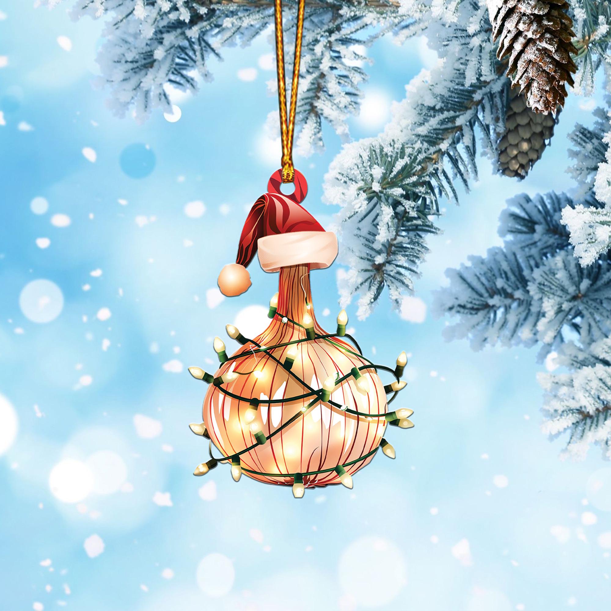 Lovely Onion Christmas Tree Ornament, Onion Car Ornament, Onion Flat Hanging Ornament, Onion Lovers Xmas Ornament Gift HAOR0611