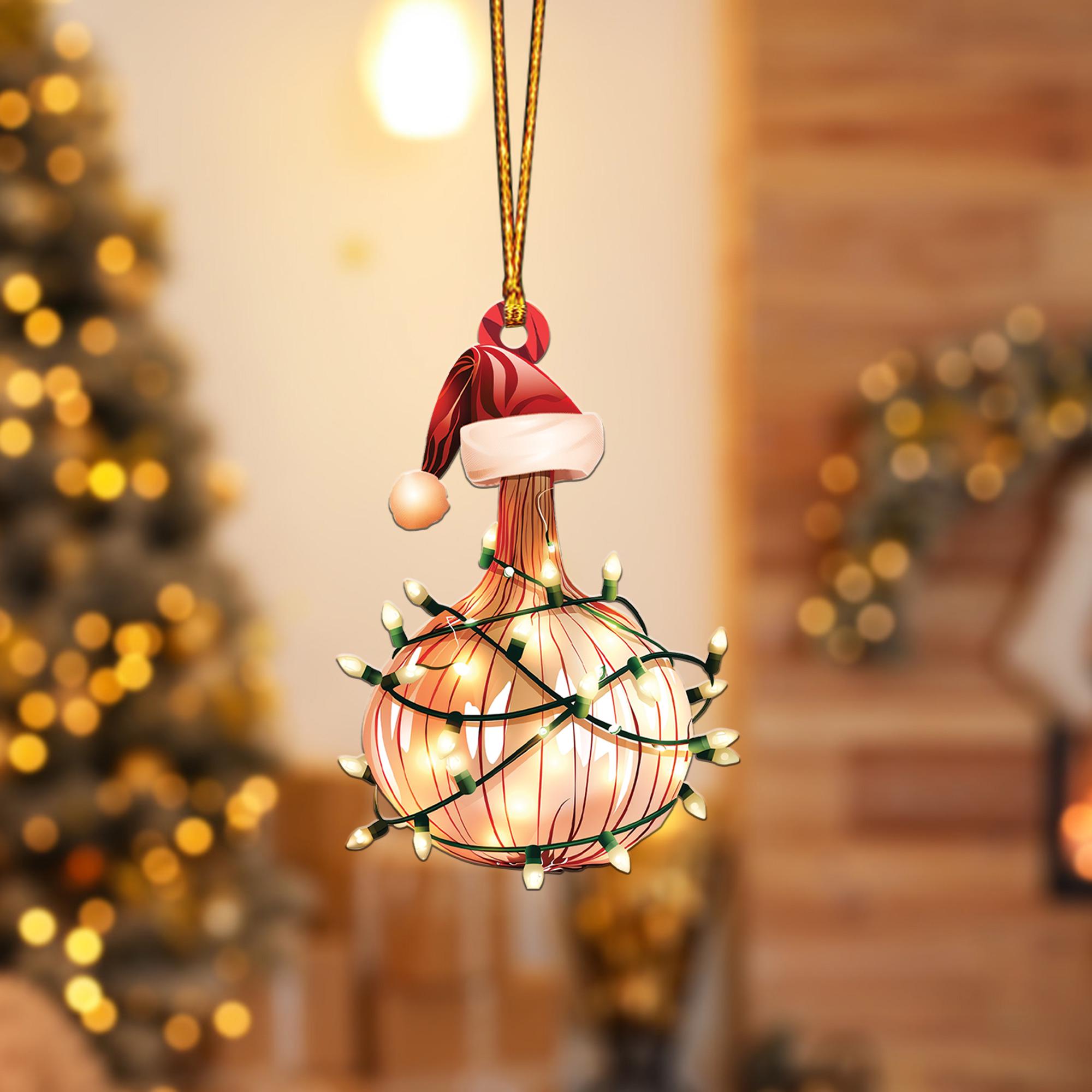 Lovely Onion Christmas Tree Ornament, Onion Car Ornament, Onion Flat Hanging Ornament, Onion Lovers Xmas Ornament Gift HAOR0611