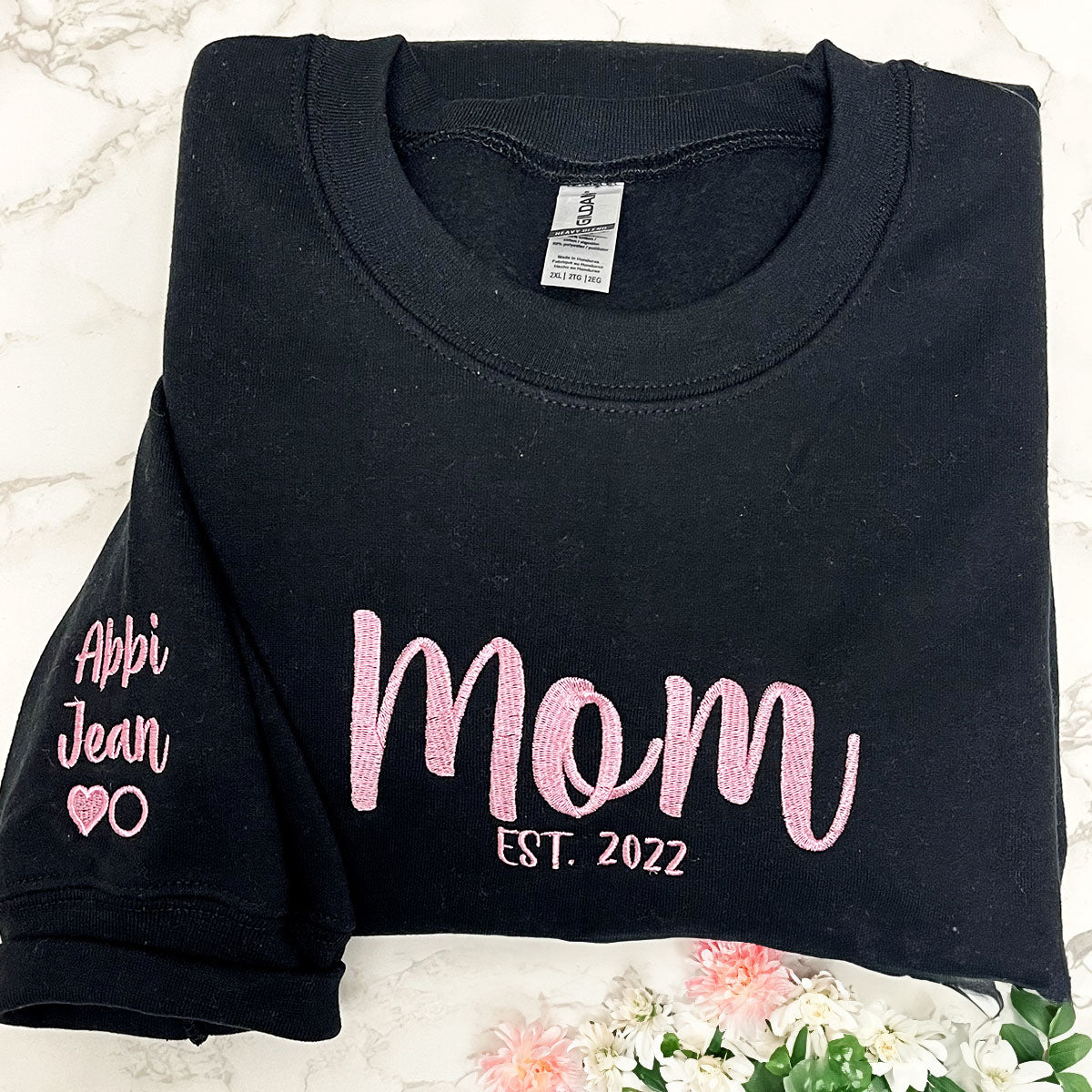 Dad Embroidered Sweatshirt, Daddy Est Hoodie, Custom Dad Sweater with Kid Name Gift For New Dad, Father's Day Gift em4