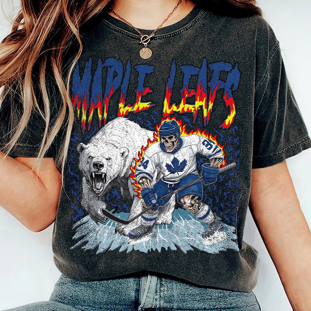 Maple Leafs Ice Hockey Png, Retro Vintage Skeleton Polar Bear Ice Sport Gift3