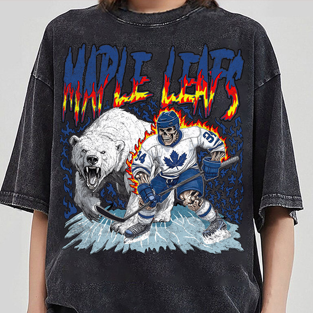 Maple Leafs Ice Hockey Png, Retro Vintage Skeleton Polar Bear Ice Sport Gift3