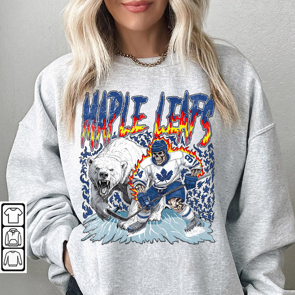 Maple Leafs Ice Hockey Png, Retro Vintage Skeleton Polar Bear Ice Sport Gift3
