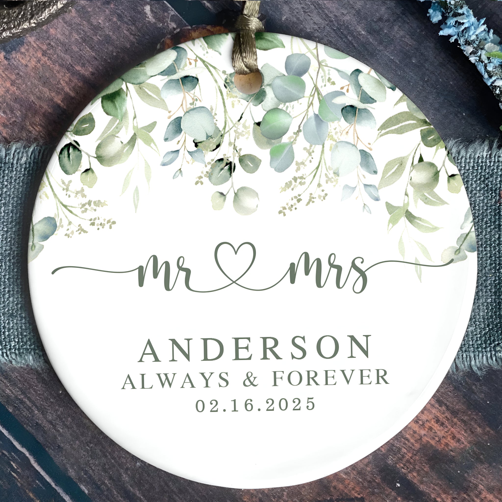 Married Ceramic Ornament 2024 Gift, Newlywed Gift, Mr & Mrs Christmas Ornament, Personalized Mr Mrs Wedding Ornament CX05-40 ORN2509