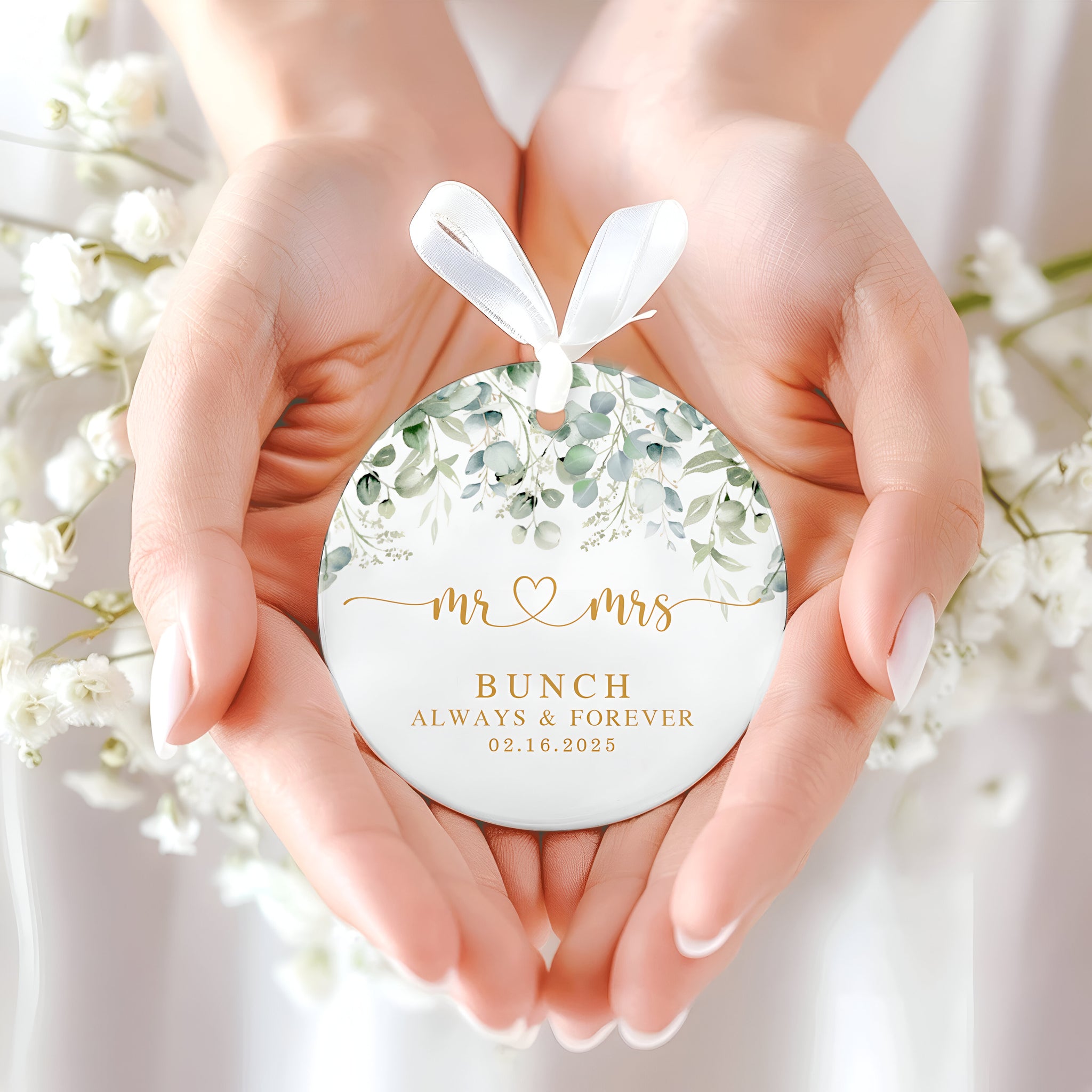 Married Ceramic Ornament 2024 Gift, Newlywed Gift, Mr & Mrs Christmas Ornament, Personalized Mr Mrs Wedding Ornament CX05-40 ORN2509