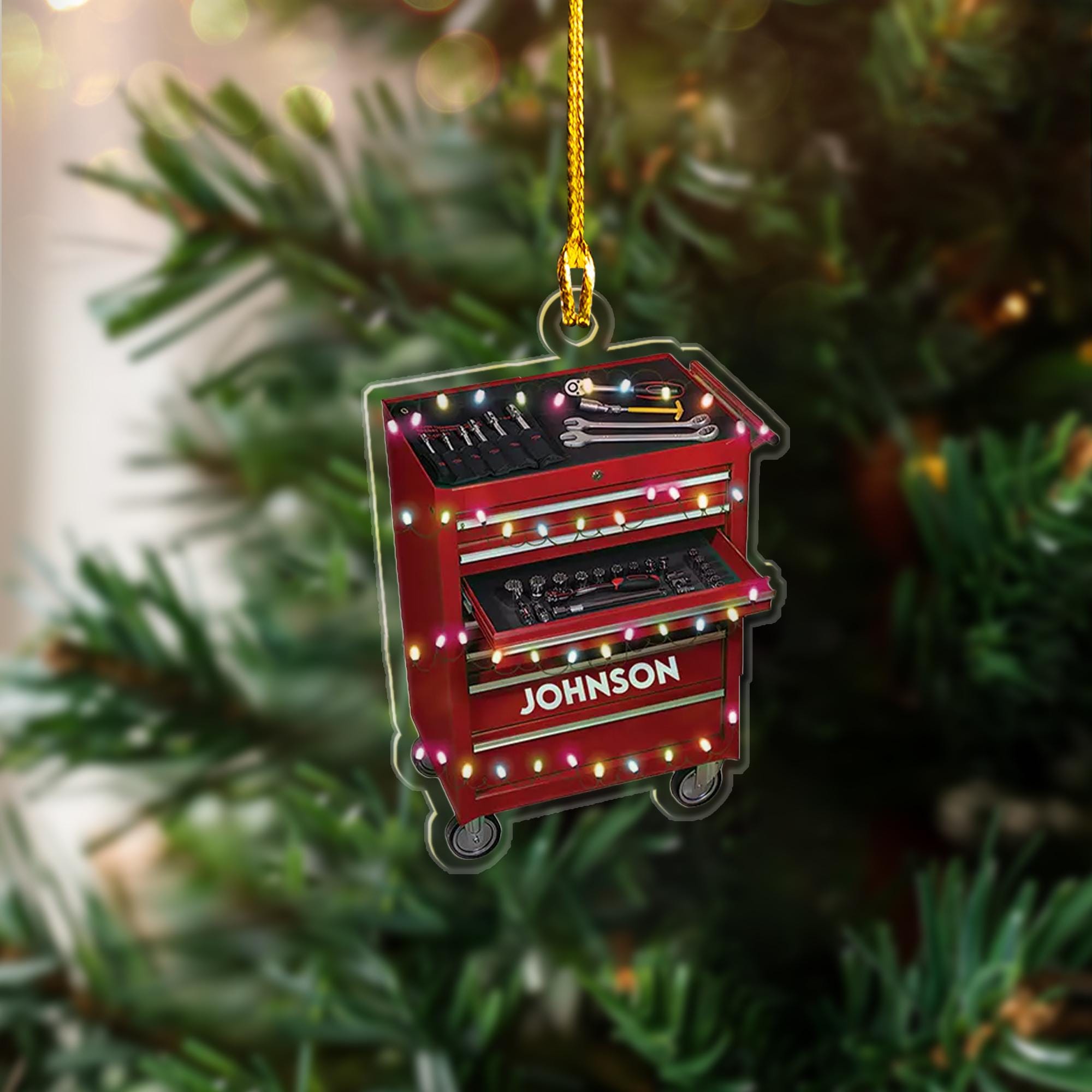 Mechanic Engineer Christmas 2D Flat Ornament, Repair Tool Box Christmas Ornament, Garage Automobile Repair Shop Gift Christmas Engineer ORNO5