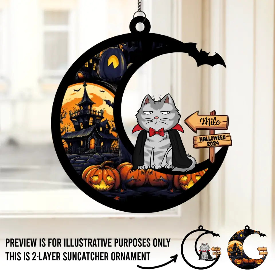 Meow That Is Boo In Cat Language - Cat Personalized Window Hanging Suncatcher - Halloween Gift For Pet Owners, Pet Lovers   ORHA2208